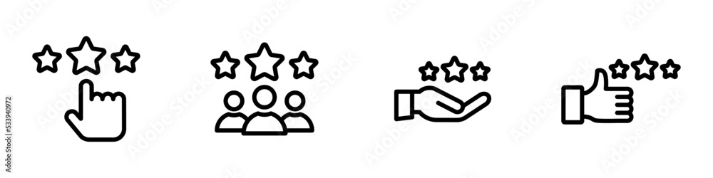 Conjunto de iconos estrellas de favorito. Buen servicio. Retroalimentación. Ilustración vectorial