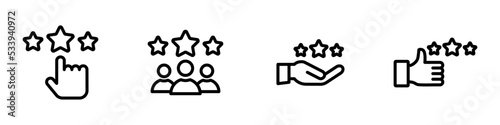 Conjunto de iconos estrellas de favorito. Buen servicio. Retroalimentación. Ilustración vectorial
