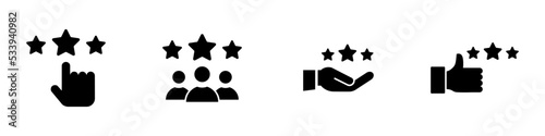 Conjunto de iconos estrellas de favorito. Buen servicio. Calidad, Retroalimentación. Ilustración vectorial