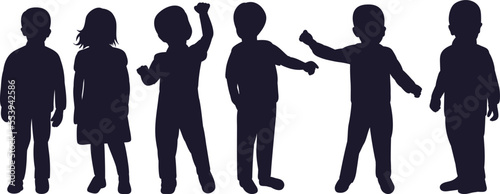 children silhouette on white background isolated vector