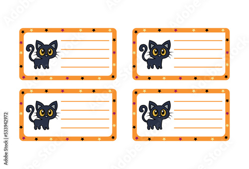 School label with Halloween design school label, name and address, tag, children's clothing sticker	