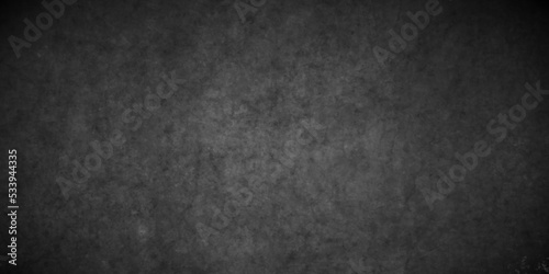 Dark Black stone concrete grunge texture and backdrop background anthracite panorama. Panorama dark grey black slate background or texture. © MdLothfor