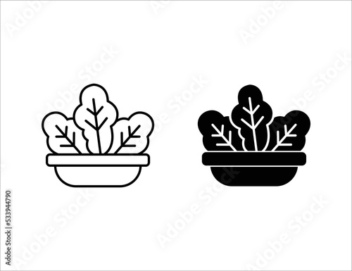 salad icon. outline icon and solid icon