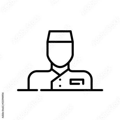 Hotel reception administrator or building doorman. Pixel perfect, editable stroke icon