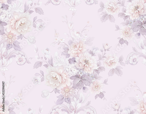 Classic Popular Flower Seamless pattern background.Perfect for wallpaper, fabric design, wrapping paper, surface textures, digital paper.
