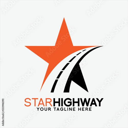 Vector logo design illustration of stars and highways. Logos can be used for a highway contractor business.