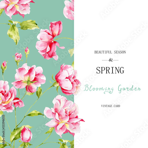 Greeting card with flowers, can be used as invitation card for wedding, birthday and other holiday and summer background