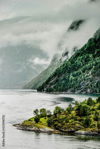 Stunning scenery in Norwegian fjords at Hellesylt and Geiranger