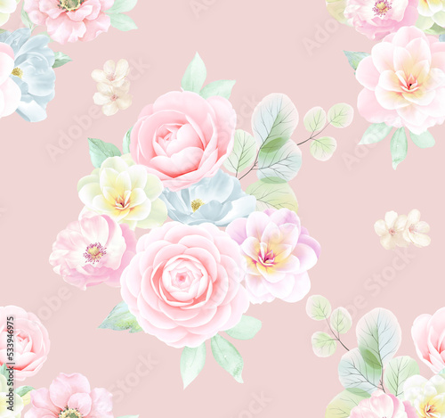 Classic Popular Flower Seamless pattern background.Perfect for wallpaper, fabric design, wrapping paper, surface textures, digital paper.
