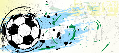 soccer or football illustration for the great soccer event with paint strokes and splashes, argentinian national colors