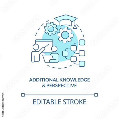 Additional knowledge and perspective blue concept icon. Internship and education abstract idea thin line illustration. Isolated outline drawing. Editable stroke. Arial, Myriad Pro-Bold fonts used