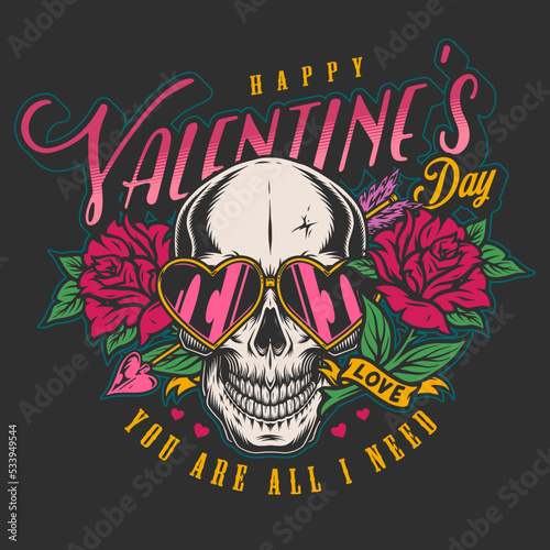 Valentine Day colorful vintage poster