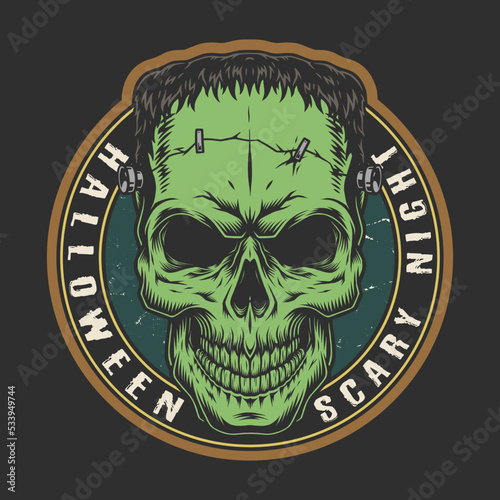 Halloween Frankenstein logotype vintage colorful