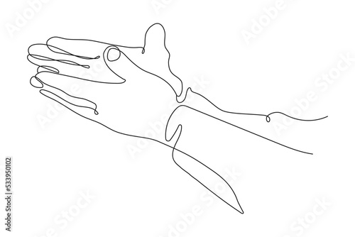 Line art illustration of Hands. Hands Clapping, concept of Applause and acclaim. One endless Line. Vector illustration.
