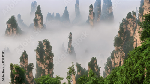 Fotografie, Obraz Hallelujah Mountains from Avatar in real life - UNESCO World Heritage Site Zhang