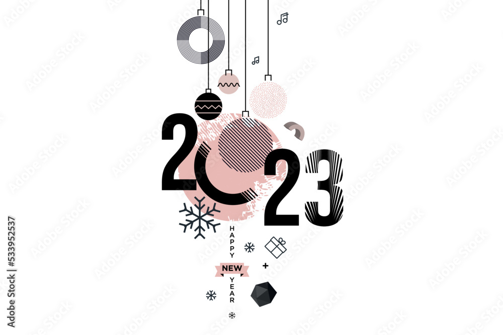 2023 Happy New Year. Vector illustration concept for background, greeting card, party invitation card, website banner, social media banner, marketing material. - obrazy, fototapety, plakaty 