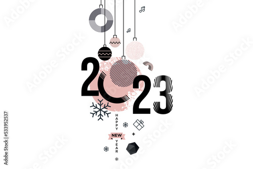 2023 Happy New Year. Vector illustration concept for background, greeting card, party invitation card, website banner, social media banner, marketing material.
