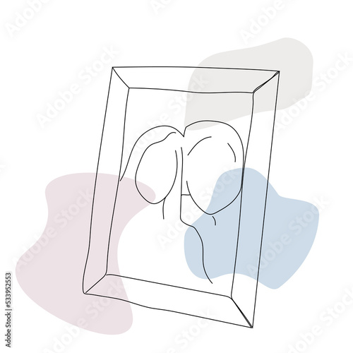 Vector line art: it is a photo in a frame; the couple is captured 