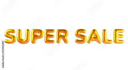 3d super sale lettering for gift shopping banner png object. Commercial phrase golden element
