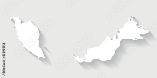 Simple white Malaysia map on gray background, vectorfile