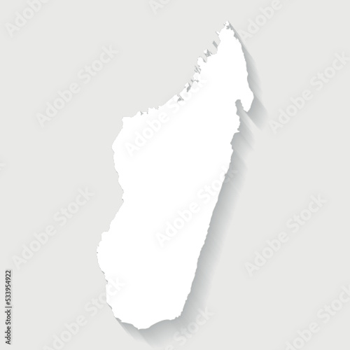 Simple white Madagascar map on gray background, vector