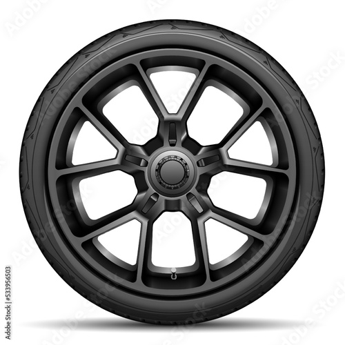 Aluminum wheel car tire style racing on white background vector