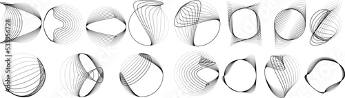 Lines in Circle Form . Spiral Vector Illustration .Technology round. Wave Logo . Design element . glitched lines .Abstract Geometric round shape 