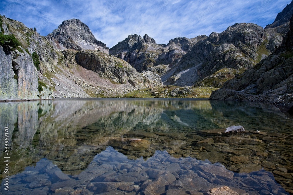Clear water of the Ibones de Arriel in the Spanish Pyrenees