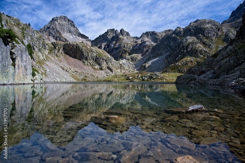 Clear water of the Ibones de Arriel in the Spanish Pyrenees