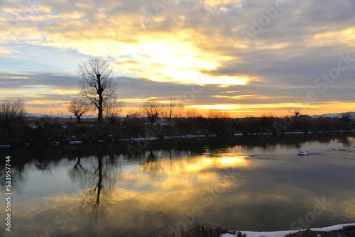 Winter sunset over the river