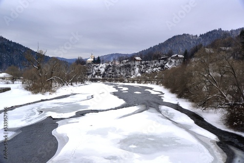 Winter landscape in the mountains with frozen river © Delfim Sá Neiva
