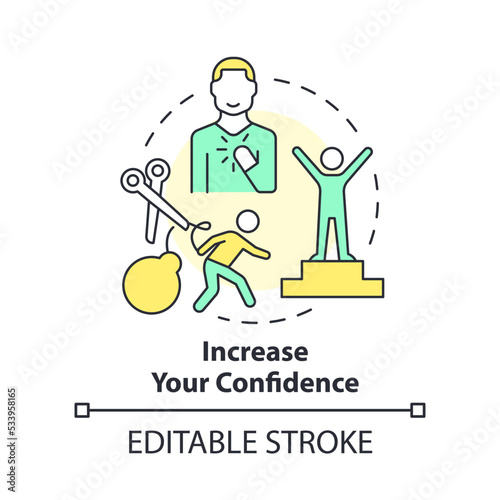 Wallpaper Mural Increase confidence concept icon. Mentoring relationship advantage abstract idea thin line illustration. Boost self-esteem. Isolated outline drawing. Editable stroke. Arial, Myriad Pro-Bold fonts used Torontodigital.ca