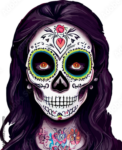 sugar skull mexican catrina vector logo