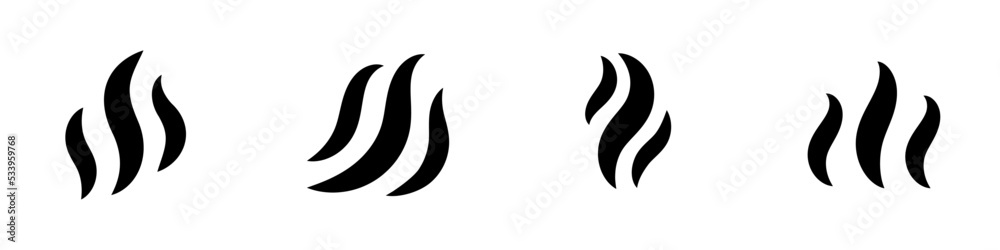 Conjunto de iconos de humo. Concepto de caliente, aroma, vapor. Ilustración vectorial