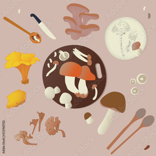 Autumn mushrooms, forest, edible mushrooms, dish, potato with mushrooms, mushroom picking, silent hunting