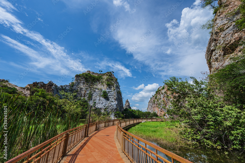 Khao Ngu Stone Park In Ratchaburi Province, it used to be an old mine. Later developed and improved new to be a tourist attraction Convenient transportation