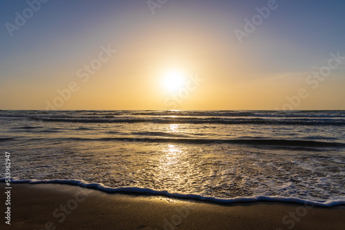 Sunrise over the beach at South Padre Island low angle