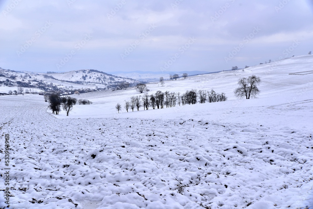 Snow covered hills in the Carpathians