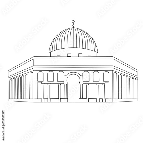 sketch of the Al-Aqsa Mosque or Al-Quds in Palestine