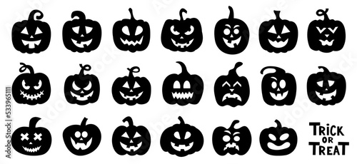 Halloween pumpkin silhouette set vector illustration