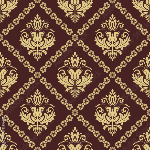 Orient brown and golden classic pattern. Seamless abstract background with vintage elements. Orient background. Ornament for wallpaper and packaging