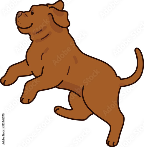 Simple and adorable French Mastiff illustration jumping