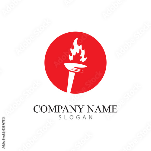 torch logo icon with concept vector illustration template