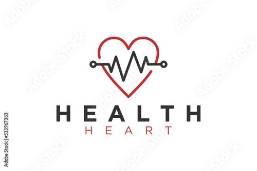 Heart beat love logo design health care medical icon symbol 