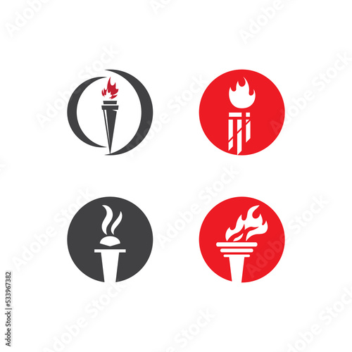 torch logo icon with concept vector illustration template
