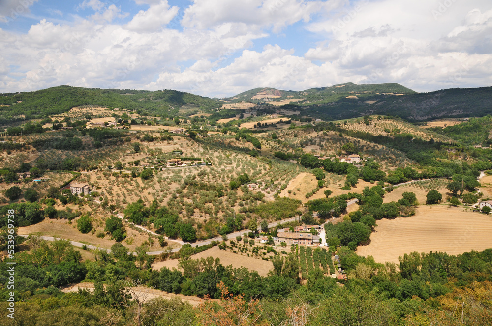 Assisi: panorama delle colline di Assisi dalla Basilica di San Francesco d'Assisi