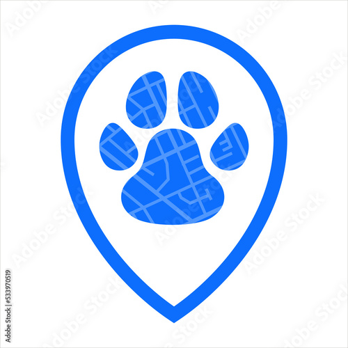 Dog pet map location collar 4g tracker vector illustration