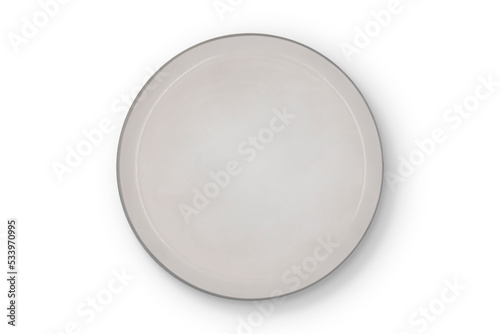 white and gray ceramic plate isolated on a white background