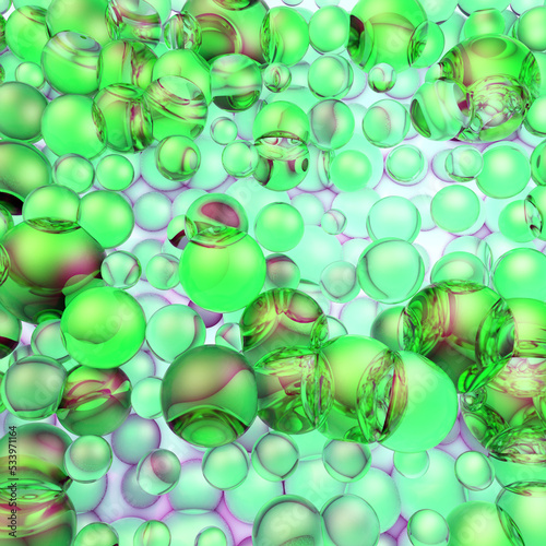 Close up Water drops with Rainbow colorful. 3D illustration