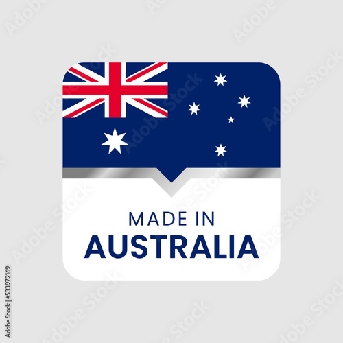 Made in Australia label. for logo design, seal, tag, badge, sticker, emblem, symbol, pin, product package, etc. minimalist vector icon	
